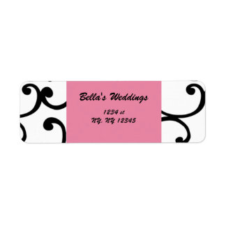 pink damask Return address label