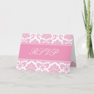 Pink Damask RSVP Card