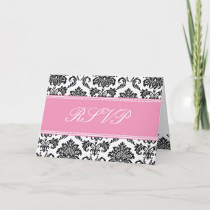 Pink Damask RSVP Card