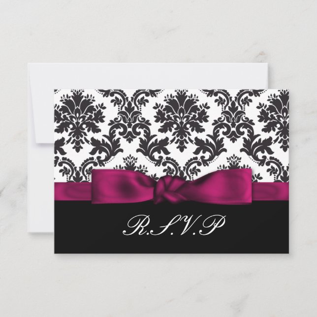 pink damask  rsvp standard 3.5 x 5 card (Front)