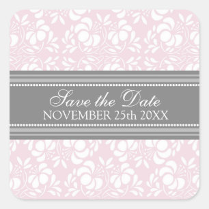 Pink Damask Save the Date Envelope Seal