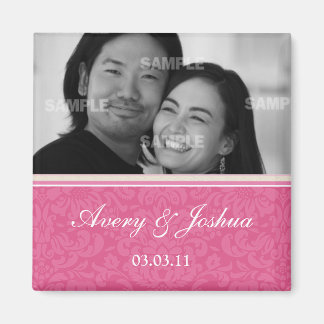 Pink Damask Save the Date Photo Magnet