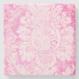 Pink Damask Stone Coasters