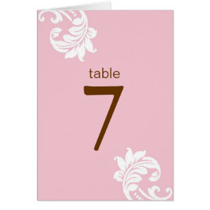Pink Damask Table Seating Cards