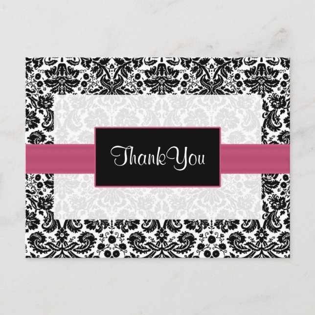 pink damask ThankYou Cards (Front)