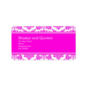 Pink Damask Wedding Address Labels