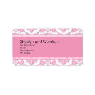 Pink Damask Wedding Address Labels
