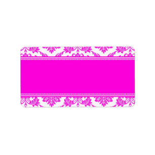 Pink Damask Wedding Address Labels