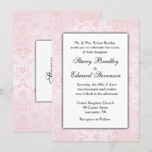 Pink Damask Wedding Invitation