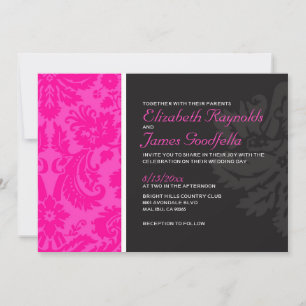 Pink Damask Wedding Invitations
