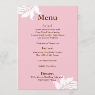 Pink Damask Wedding Menu