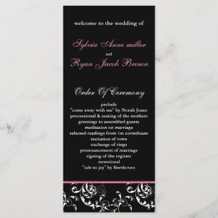 pink damask Wedding program Programme