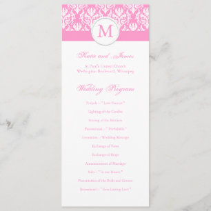 PInk Damask Wedding Program Programme