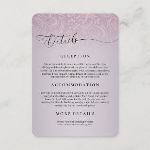 Pink Damask Wedding Reception Details Enclosure Card