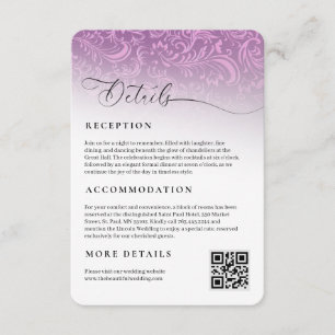 Pink Damask Wedding Reception Details Enclosure Card