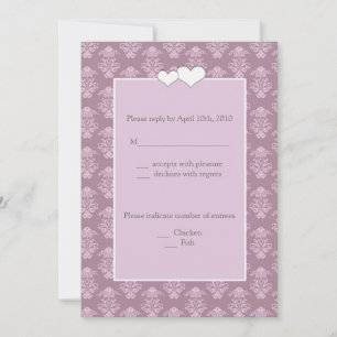 Pink Damask Wedding RSVP Notes Cards