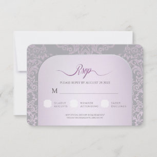 Pink Damask Wedding Thank You Photo Card