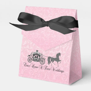 Pink Damasks Wedding Horse & Carriage Favour Box