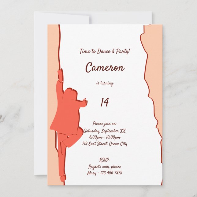 Pink Dance 14th Birthday Party Invitation (Front)