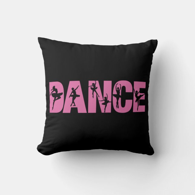 Pink DANCE with Ballerina Cutouts Cushion (Front)