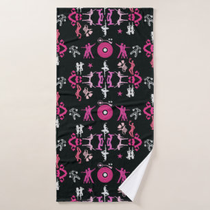 Pink Dancer Patterned Home Decor Bath Towel