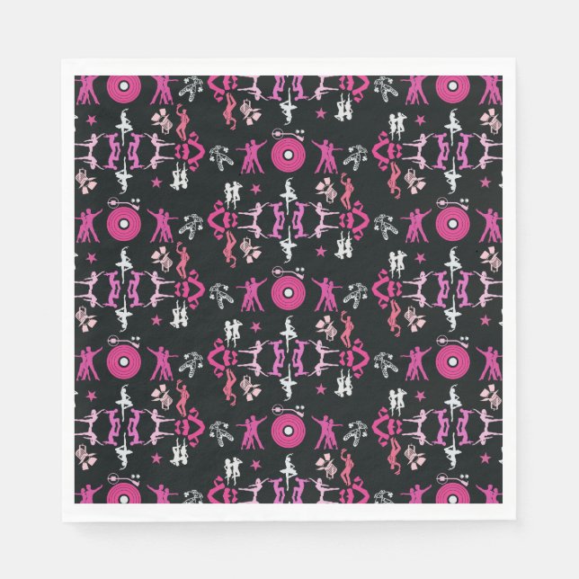 Pink Dancer Patterned Home Decor Napkin (Front)