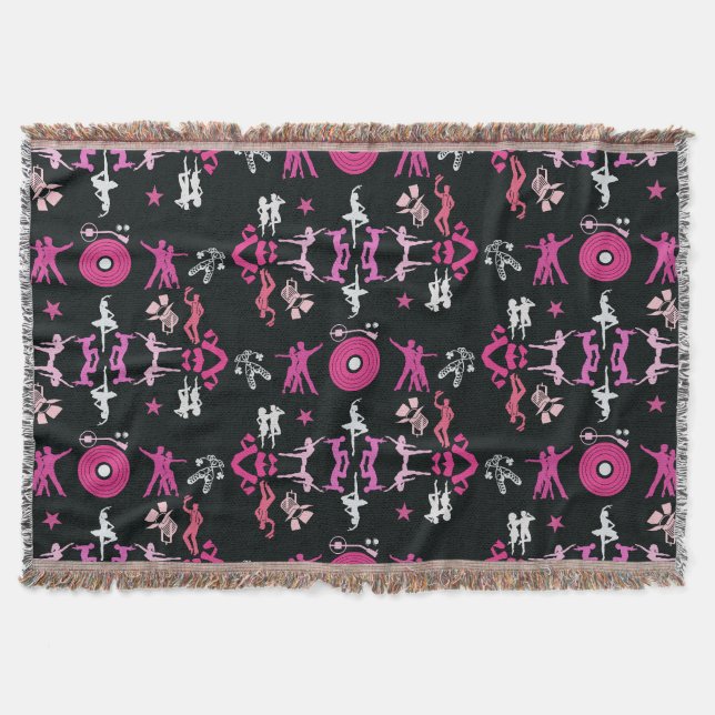 Pink Dancer Patterned Home Decor Throw Blanket (Front)
