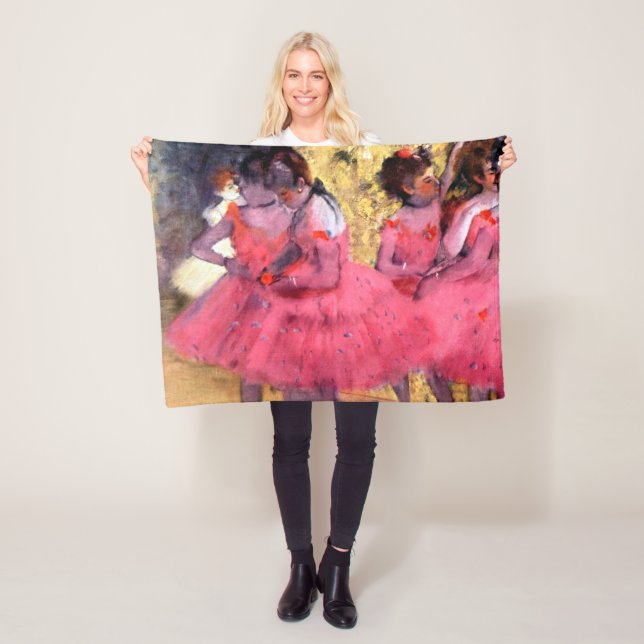 Pink Dancers, Edgar Degas Fleece Blanket (In Situ)