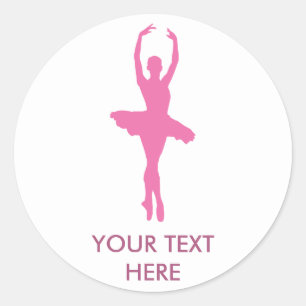 Pink Dancing Ballerina Classic Round Sticker