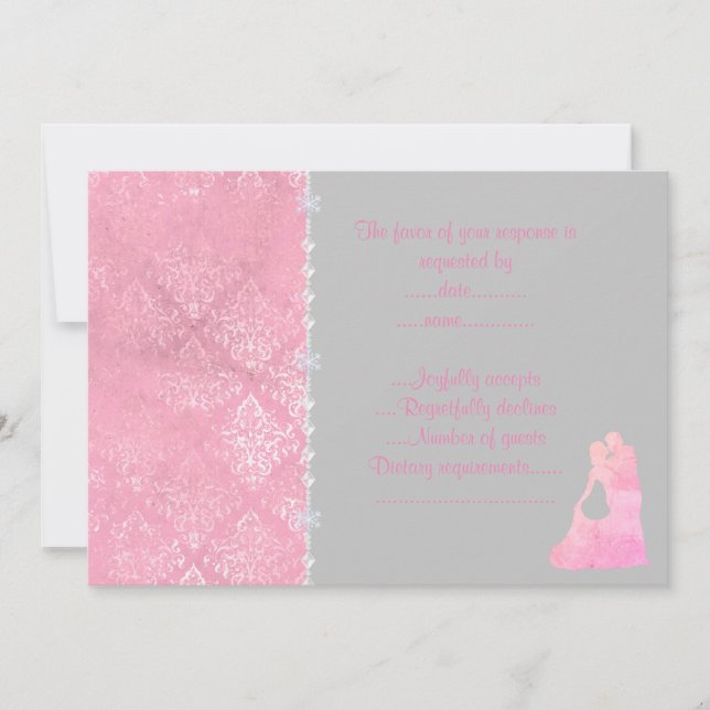 Pink dancing couple rsvp invitation (Front)