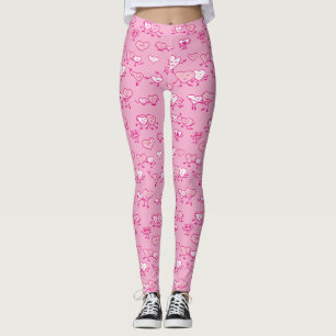 Pink Dancing Hearts LOving Couples Valentine Leggings