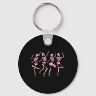 Pink Dancing Skeletons Dance Day Of Dead Halloween Key Ring