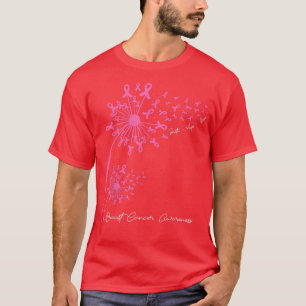 Pink Dandelion Faith Hope Love Breast Cancer Aware T-Shirt