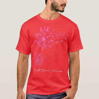 Pink Dandelion Faith Hope Love Breast Cancer Aware T-Shirt