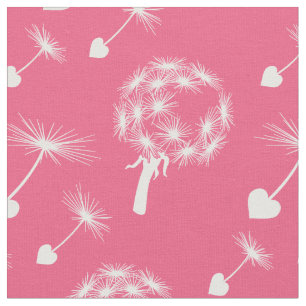 Pink Dandelion Heart Seeds Fabric