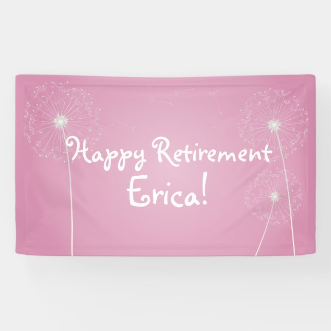Pink Dandelion, Retirement Party Banner (Horizontal)