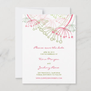 Pink Dandelions Flower Spring Save The Date Card