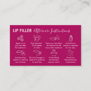 Pink Dark Lip Filler Aftercare Instructions Business Card