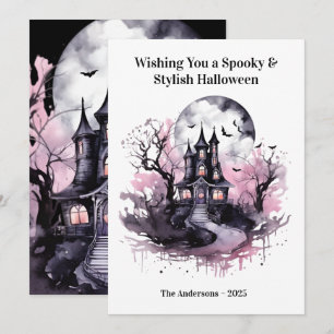 Pink Dark Scary Halloween Card