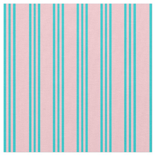 Pink & Dark Turquoise Coloured Pattern Fabric (Close Up)
