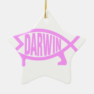 Pink Darwin Fish Ceramic Tree Decoration