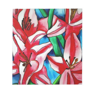 Pink Day lily watercolor art painting Notepad