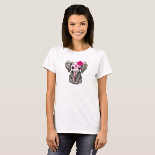 Pink Day of the Dead Elephant T-Shirt