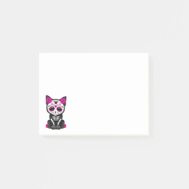 Pink Day of the Dead Kitten Post-it Notes (Front)