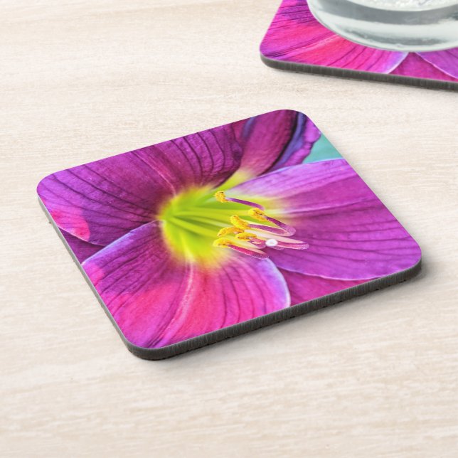 Pink Daylily Bloom Floral Coaster (Left Side)