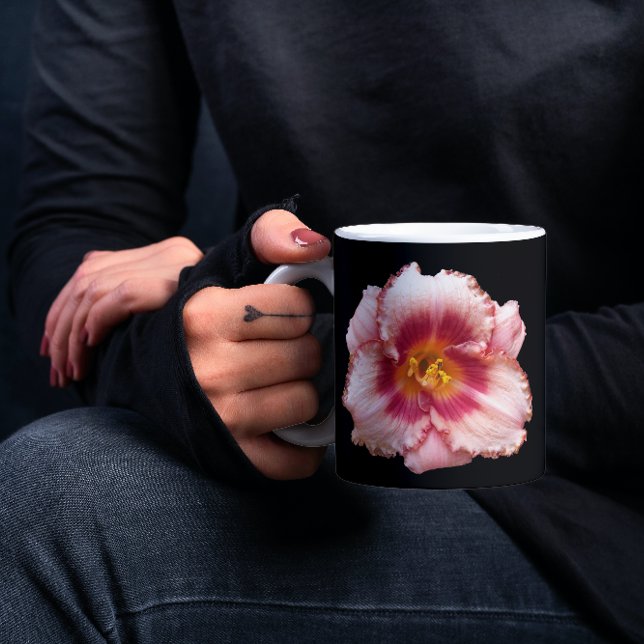 Pink Daylily Bloom Floral Mug (In Situ Held)