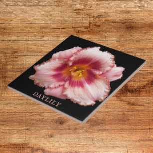 Pink Daylily Bloom Floral Tile