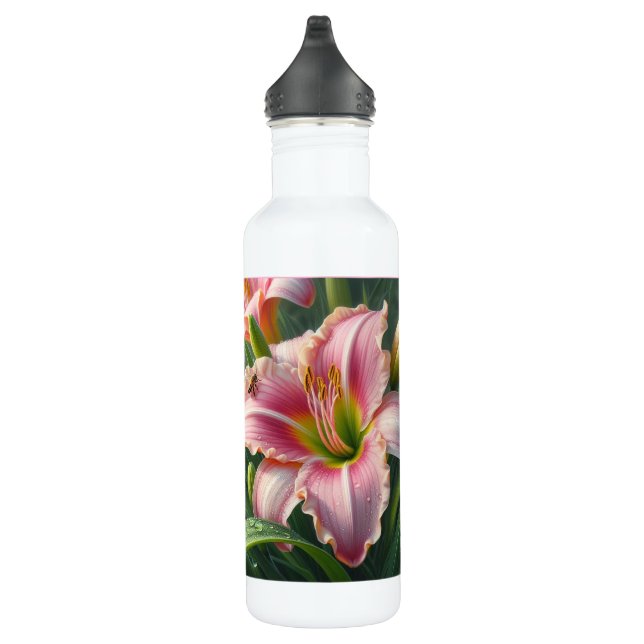 Pink Daylily Floral 710 Ml Water Bottle (Right)