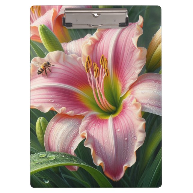 Pink Daylily Floral Clipboard (Front)