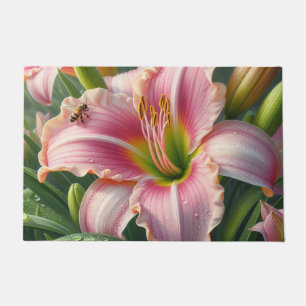 Pink Daylily Floral Doormat